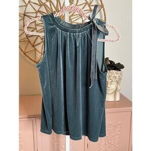 Women’s‎ Ann Taylor velvet sleeveless blouse with tie on shoulder